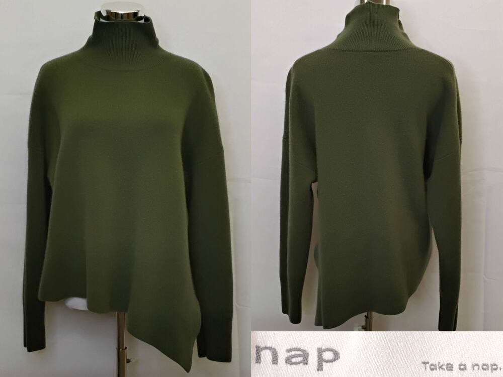 Nap Turtleneck Sweater Women's XL Green 100% Wool #J5013